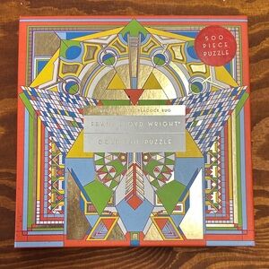 Frank Lloyd Wright Geometric Gold and Blue Puzzle